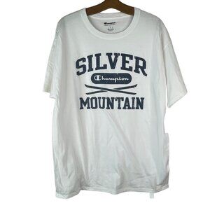 Champion Silver Mountain Short Sleeve TShirt Size Large Crew White Cotton NEW